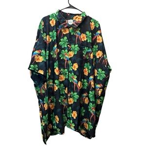 Happy Bay men's button down short‎ sleeve parrots hawaiian shirt plus size 3X